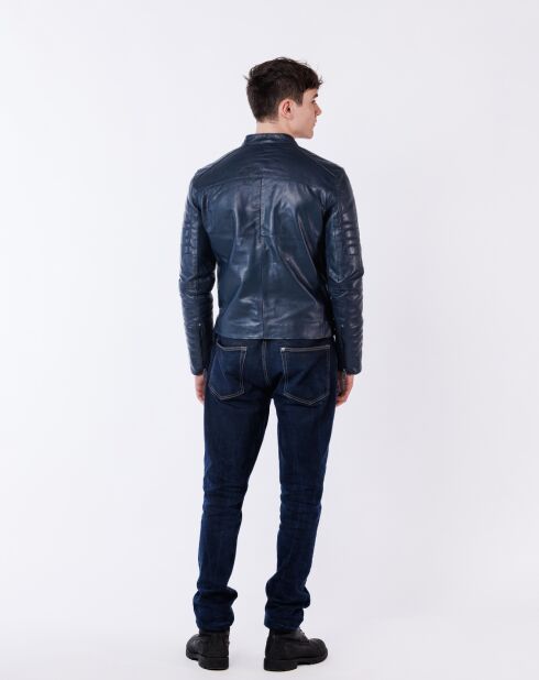 Veste en Cuir Leeland marine