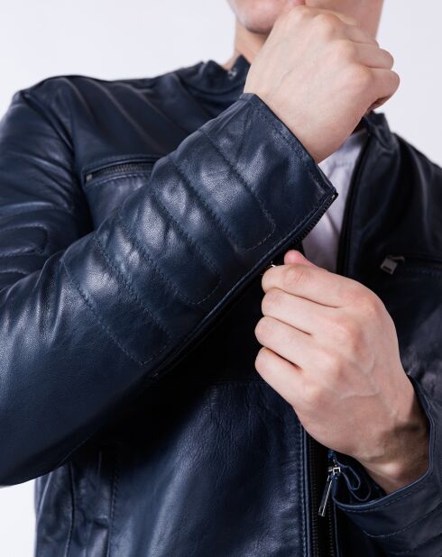 Veste en Cuir Leeland marine