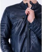 Veste en Cuir Leeland marine
