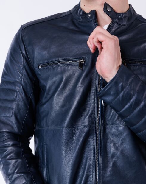 Veste en Cuir Leeland marine