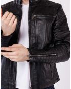 Veste en Cuir Biker Lester noire