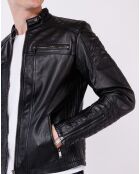 Veste en Cuir Biker Lester noire