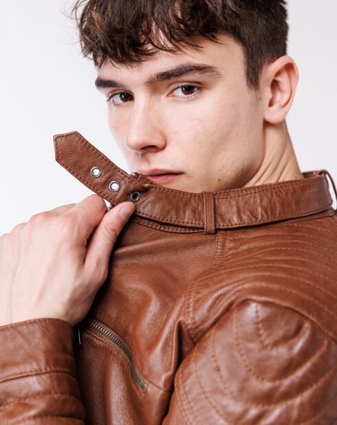 Cognac leren jack van Lochlan