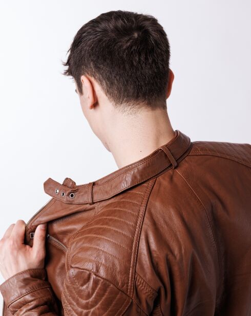 Cognac leren jack van Lochlan