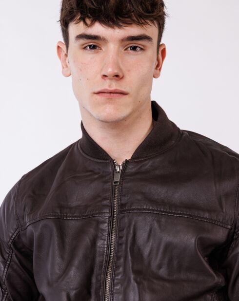 Bruine leren jas van Lyvas