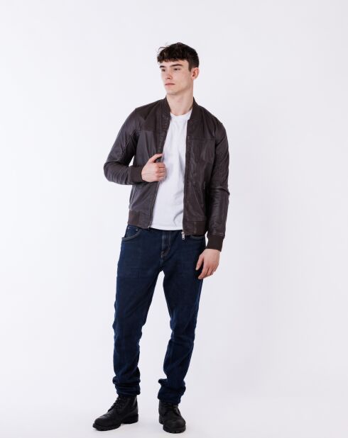 Bruine leren jas van Lyvas