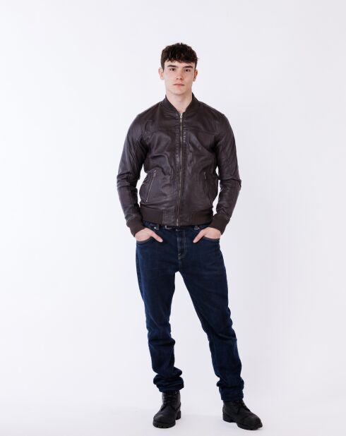 Bruine leren jas van Lyvas