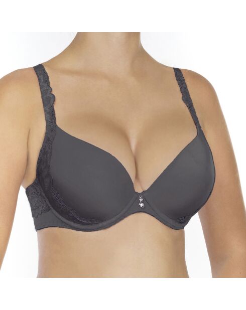 Reggiseno push-up Elizabeth antracite con coppe sagomate e coppe con ferretto