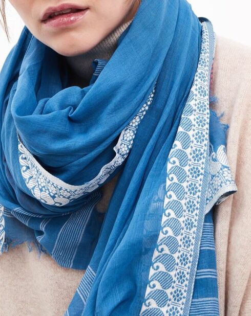Solila blauer Schal aus Baumwolle und Viskose - 120x180 cm