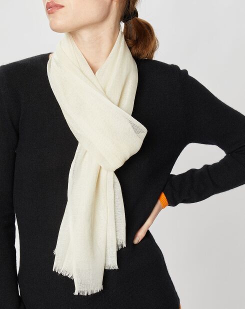 Sciarpa in lana e seta Voile ecru - 50x180 cm