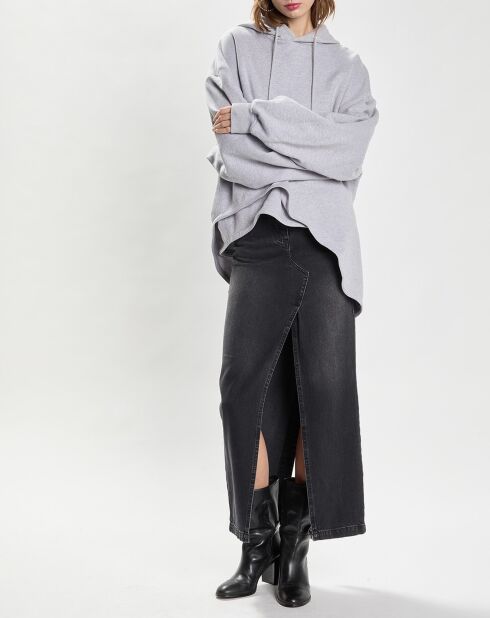 Dunkelgrauer langer Jeansrock