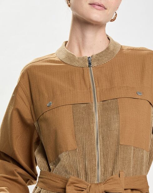 Riba Ripsto Corduroy lichtbruine jumpsuit