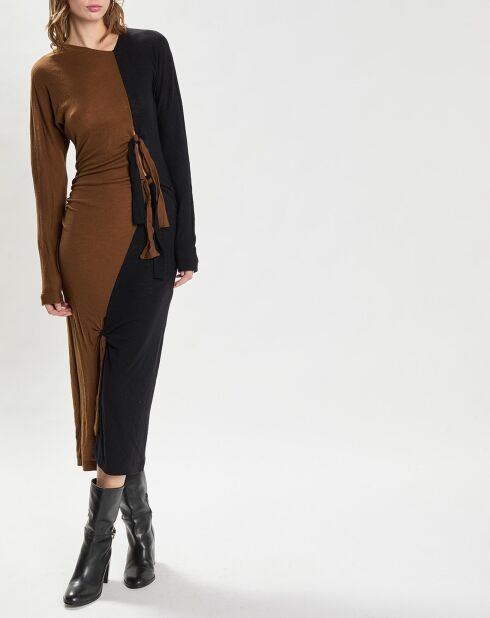 Dari zwart/bruine jurk van 100% wol