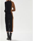 Dari zwart/bruine jurk van 100% wol