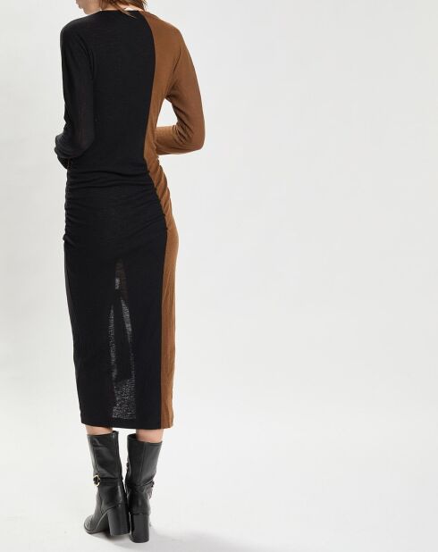 Dari zwart/bruine jurk van 100% wol