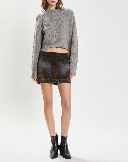 Gonna corta in velluto marrone