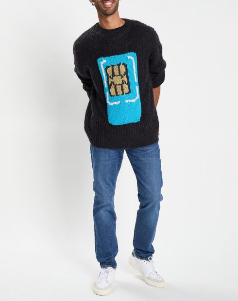 Pull en Laine & Mohair mélangés Sim Card Crewneck Jumper noir