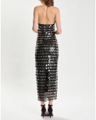 Zwart/zilveren lange jurk met pailletten Blanca
