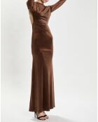 Langes Kleid Emmanuelle aus braunem Samt