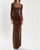 Langes Kleid Emmanuelle aus braunem Samt