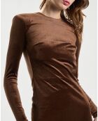 Langes Kleid Emmanuelle aus braunem Samt