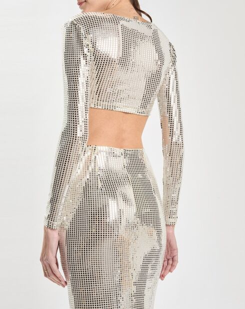 Sirena Top mit silbernen Strasssteinen