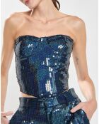 Mia marineblaues Bustier mit Pailletten