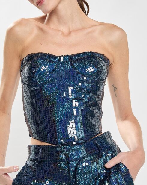 Mia marineblaues Bustier mit Pailletten