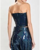 Mia marineblaues Bustier mit Pailletten