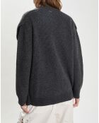 Dunkelgrauer mehrlagiger Cardigan aus 100% Wolle