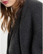 Dunkelgrauer mehrlagiger Cardigan aus 100% Wolle