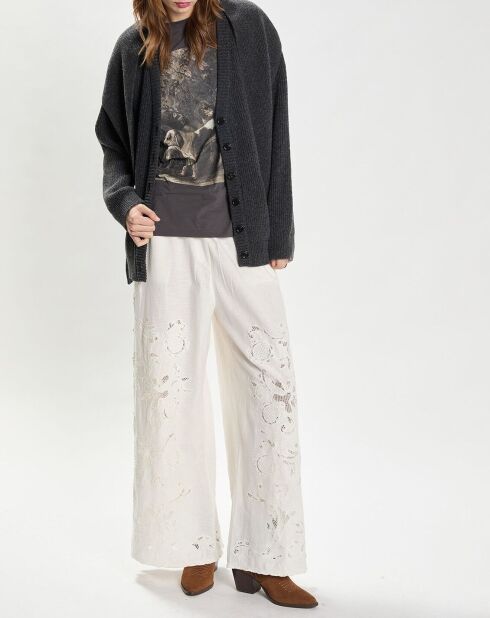 Dunkelgrauer mehrlagiger Cardigan aus 100% Wolle