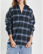 Marineblauw overhemd van flanellen wolmix