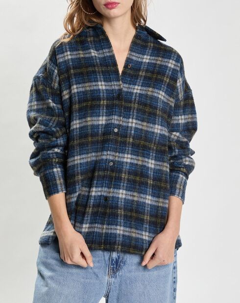 Marineblauw overhemd van flanellen wolmix