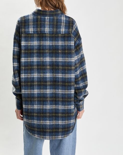 Marineblauw overhemd van flanellen wolmix