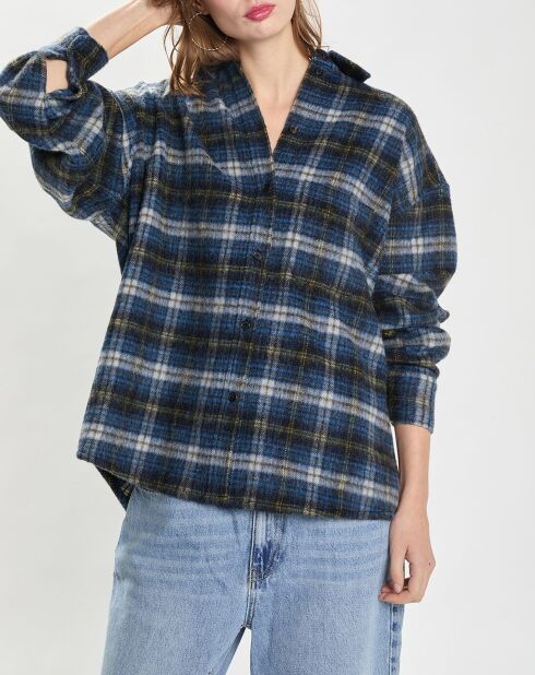 Marineblauw overhemd van flanellen wolmix