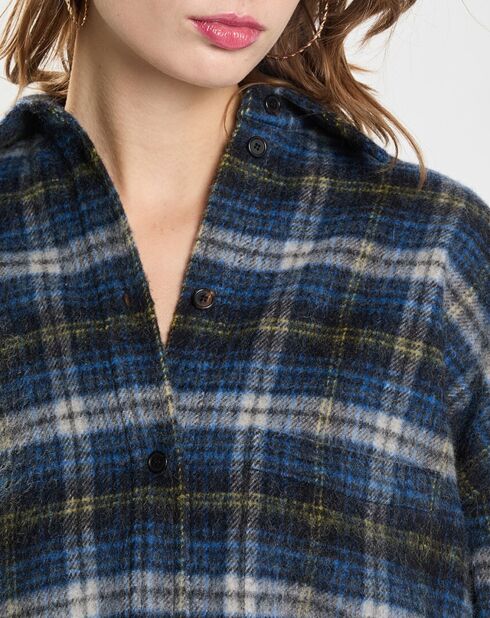 Marineblauw overhemd van flanellen wolmix