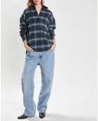 Marineblauw overhemd van flanellen wolmix