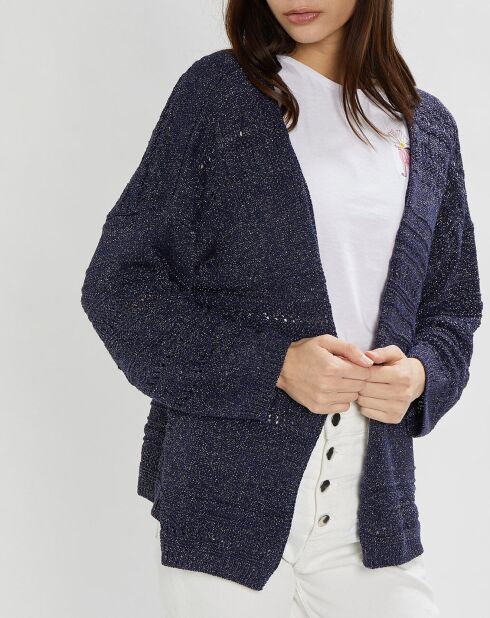 Gilet Aya en Maille ajourée marine