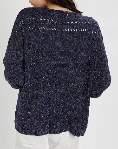 Gilet Aya en Maille ajourée marine