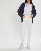 Marineblauw opengewerkt gebreid vest Aya