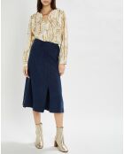 Indigoblauer mittellanger Rock Nora