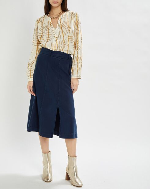 Indigoblauer mittellanger Rock Nora