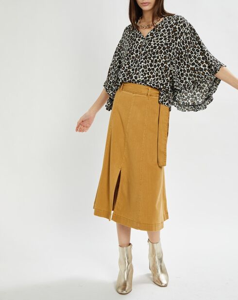 Gonna di media lunghezza Nora color zafferano