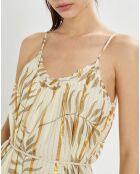 Langes Kleid Parker mit ecrufarbenem Aufdruck