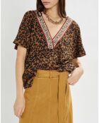 Túnica Lella con estampado de leopardo marrón/negro