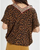 Túnica Lella con estampado de leopardo marrón/negro