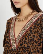 Túnica Lella con estampado de leopardo marrón/negro