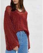 Túnica corta con rayas burdeos iridiscentes