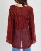 Túnica corta con rayas burdeos iridiscentes